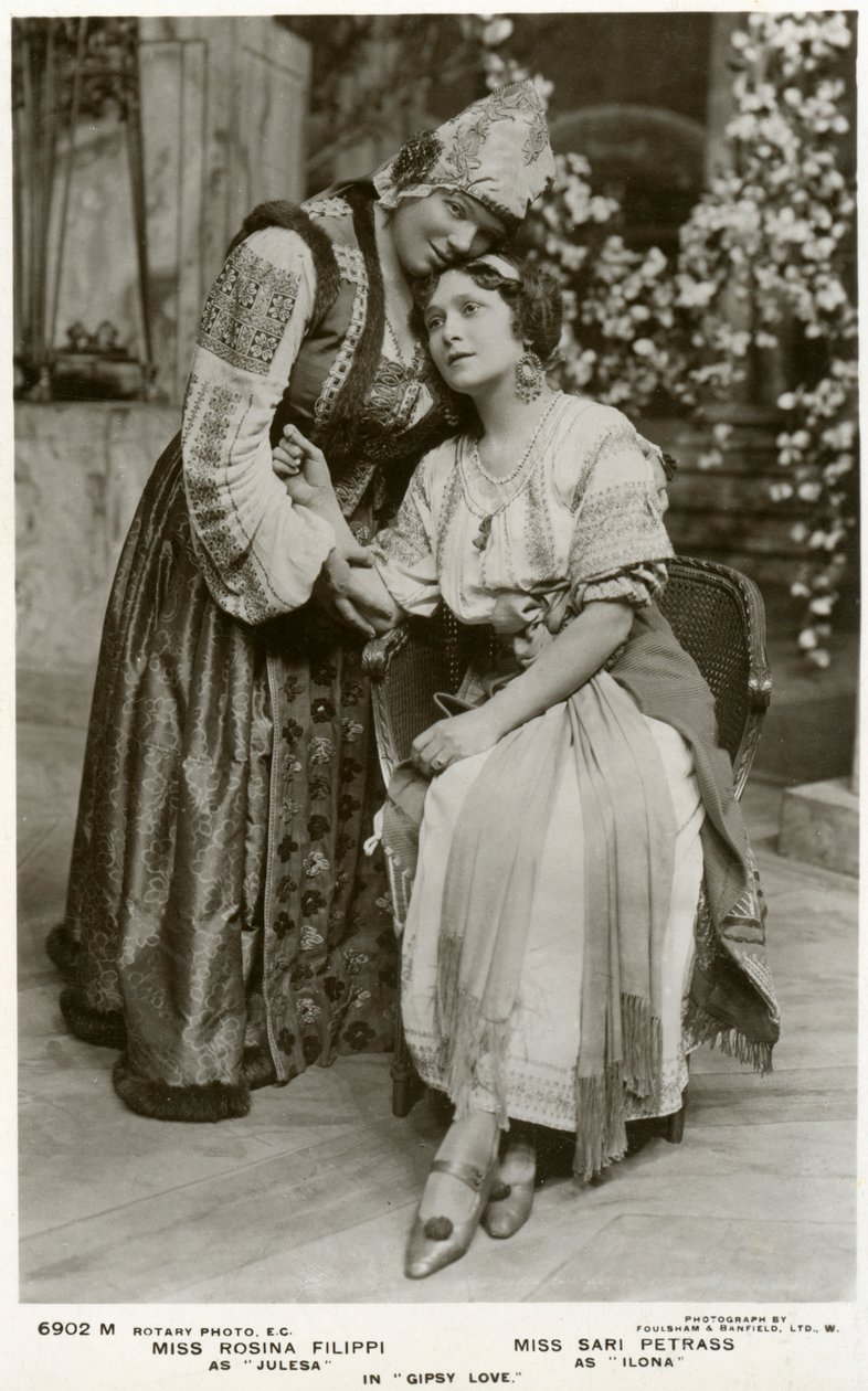 Rosina Filippi et Sari Petrass, actrices, vers 1912 - Rotary Photo