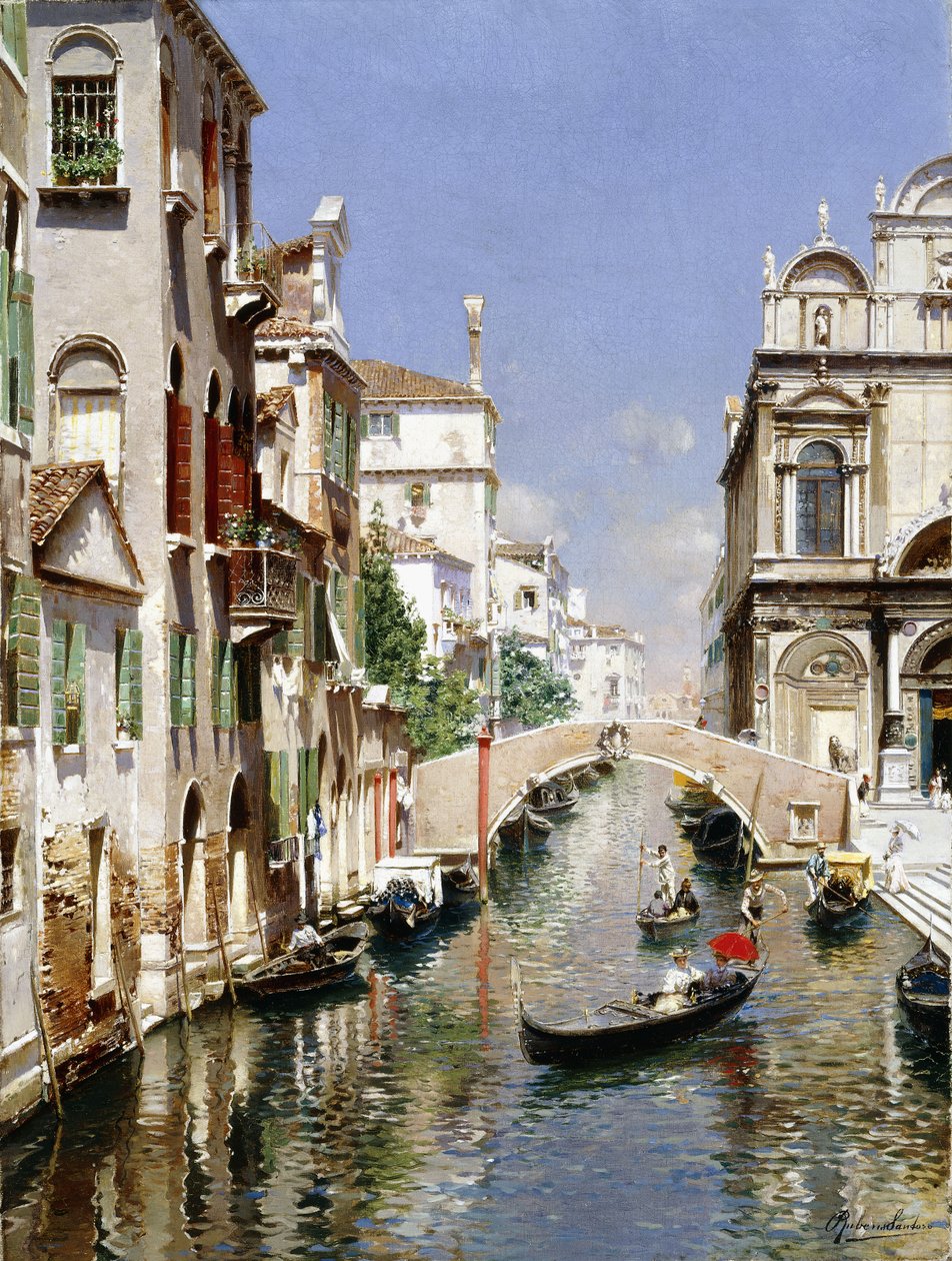 Un Canal Vénitien avec la Scuola Grande di San Marco et Campo San Giovanni e Paolo, Venise - Rubens Santoro