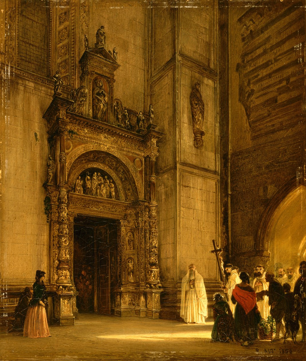 Portail latéral de la cathédrale de Côme, 1850 - Rudolf von Alt