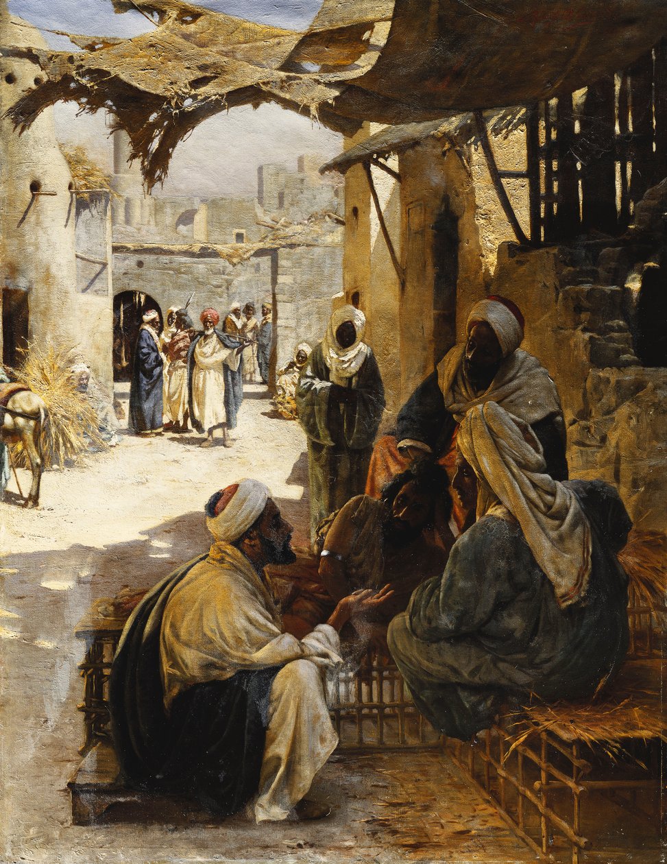 Arabes conversant dans une rue de village, 1894 - Rudolf Der G. Swoboda