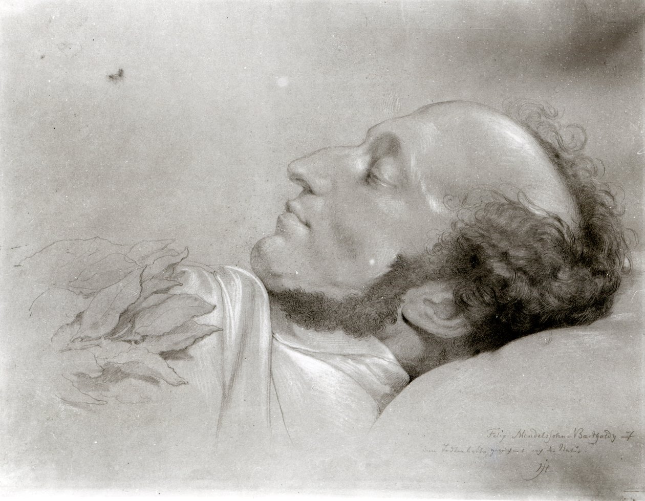 Felix Mendelssohn (1809-47) sur son lit de mort, vers 1847 - Rudolf Julius Benno Huebner