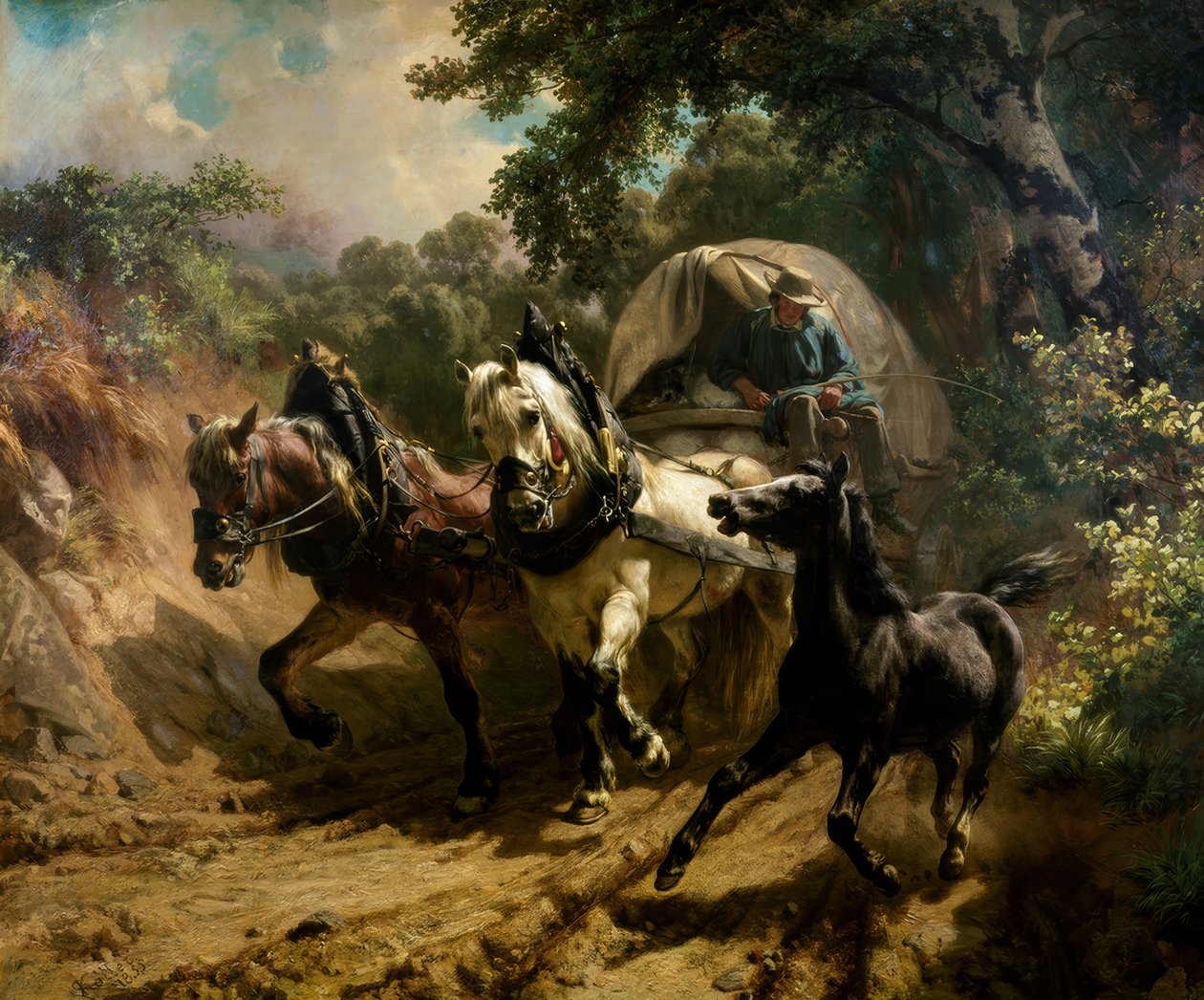 Chariot de messagerie dans le chemin creux - Rudolf Koller