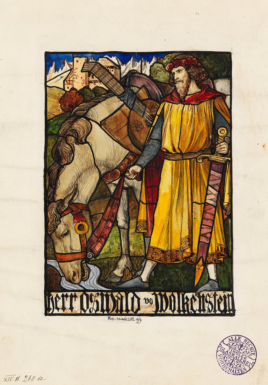 Oswald von Wolkenstein Conception pour vitrail, 1899 - Rudolf Schiestl