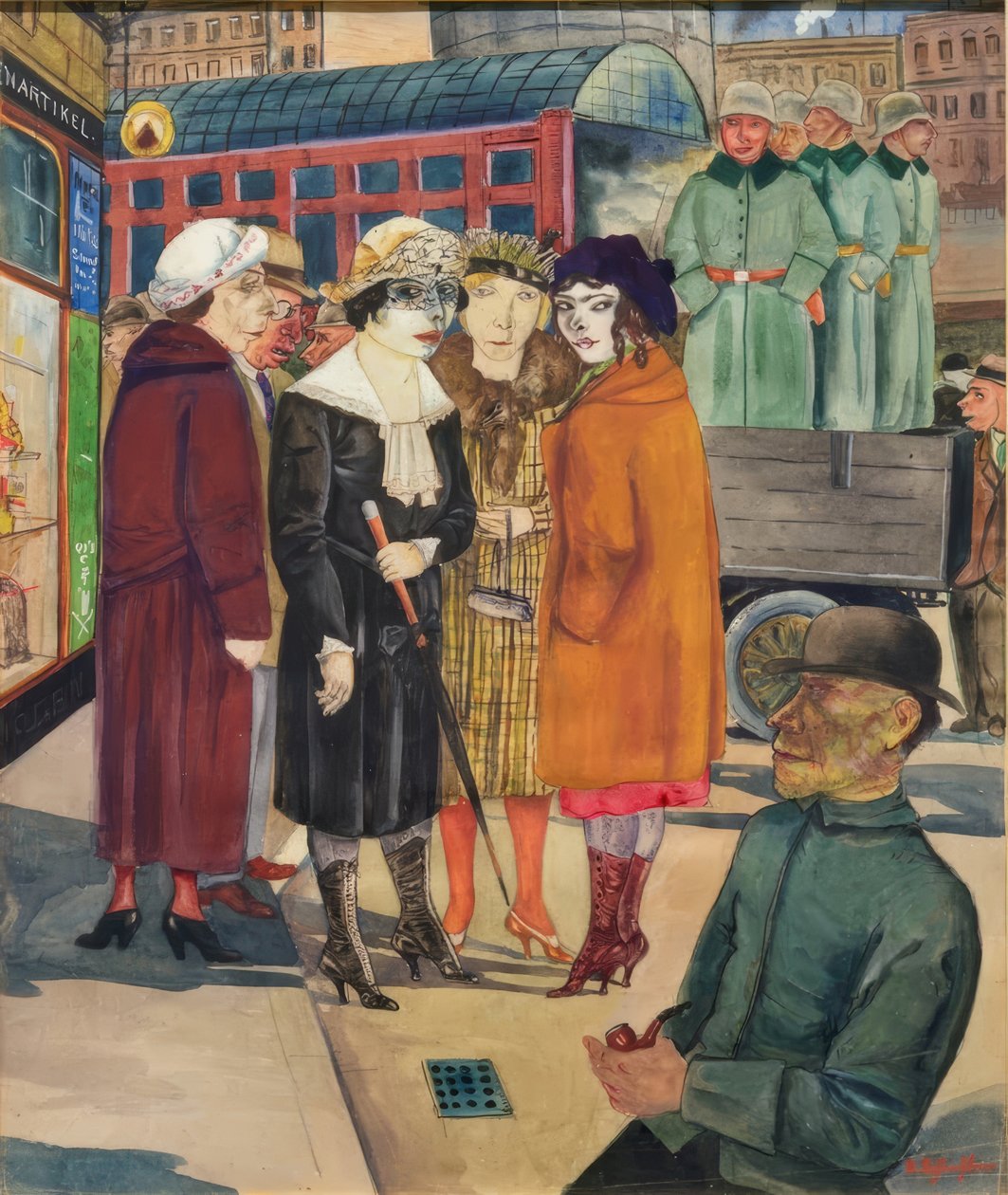 Passants et Reichswehr | Rudolf Schlichter | Estampe d'art