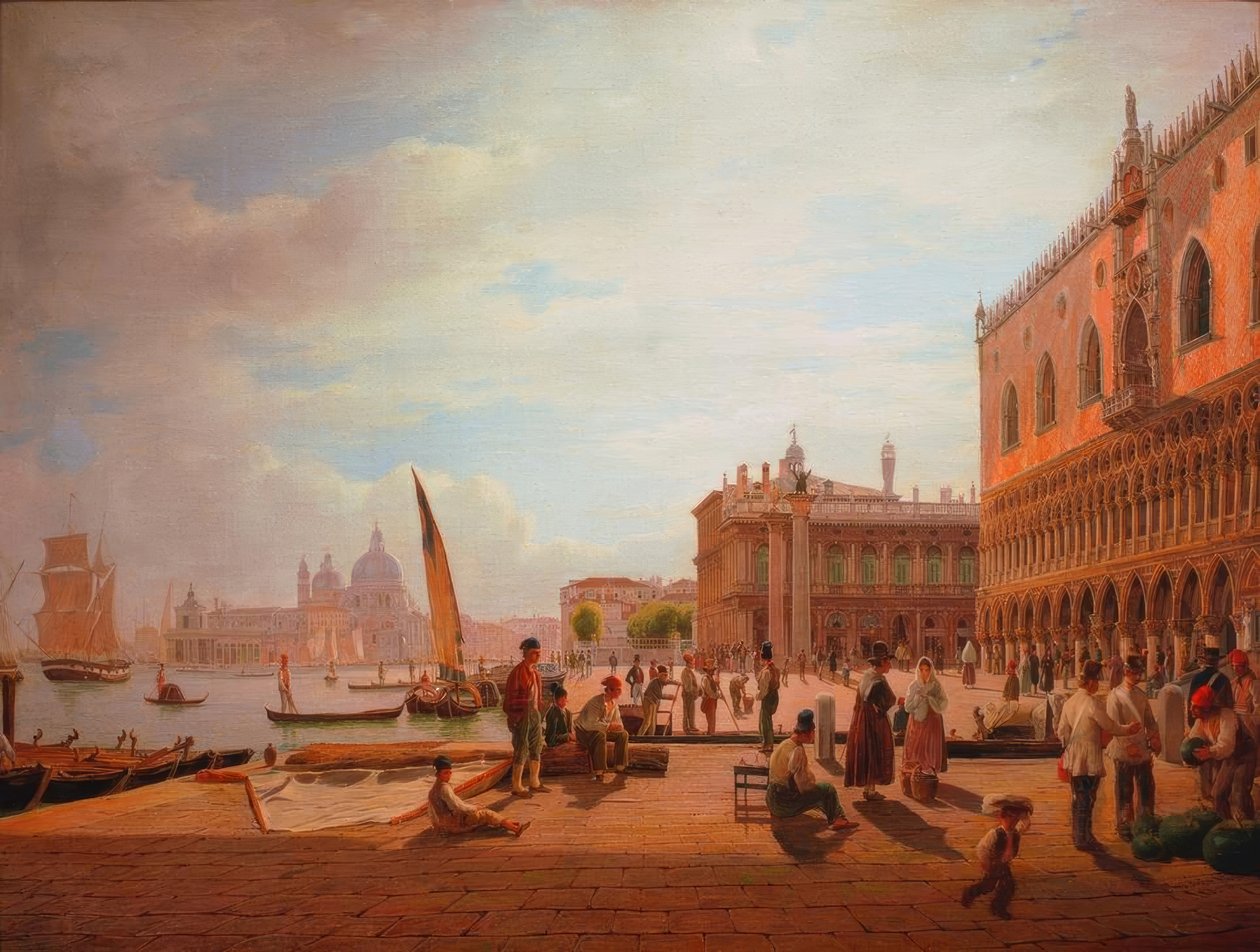 Vue sur la Piazzetta de Venise avec le Palais des Doges et San Marco - Rudolf von Alt