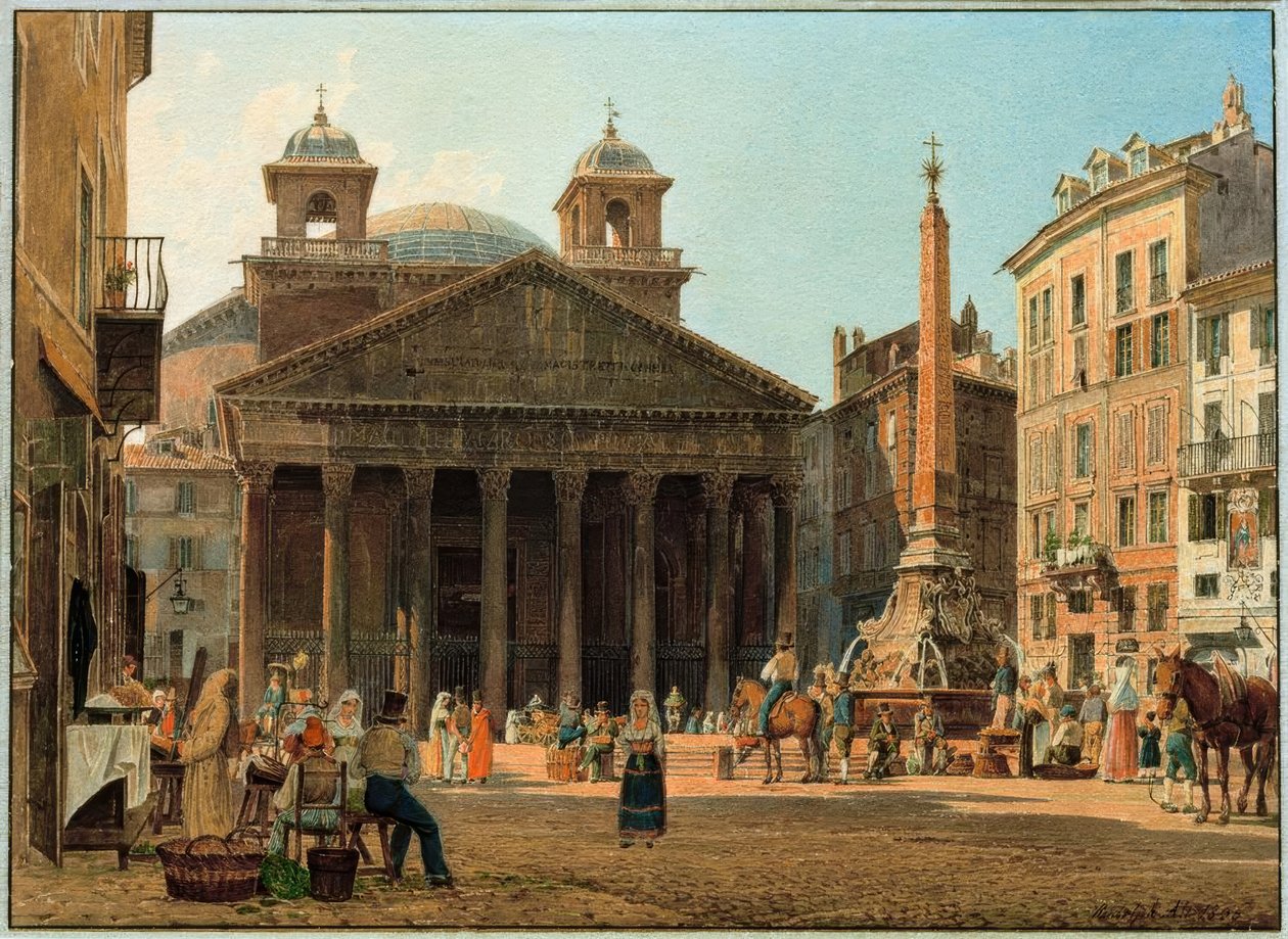 Le Panthéon et la Piazza della Rotonda à Rome - Rudolf von Alt