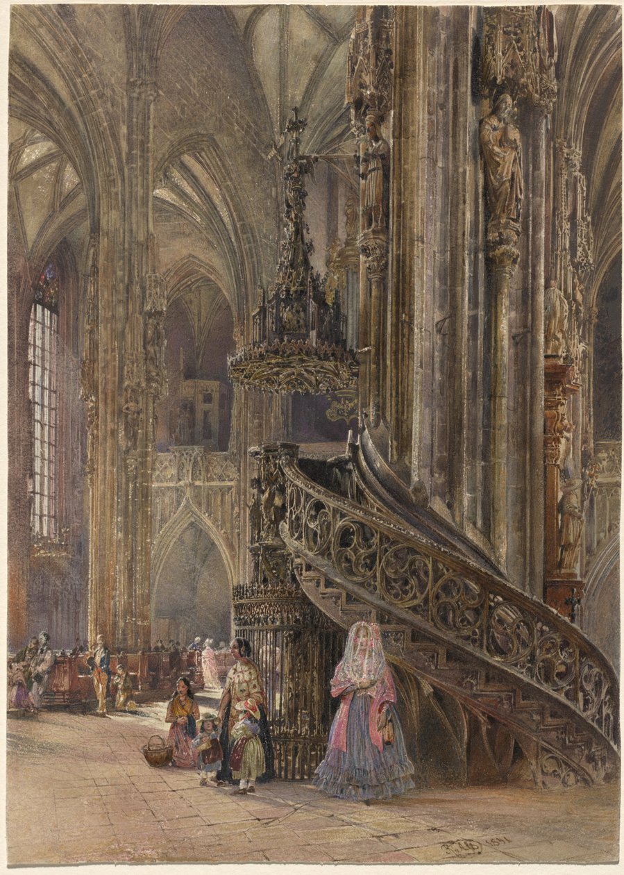 Intérieur de la cathédrale Saint-Étienne à Vienne - Rudolf von Alt