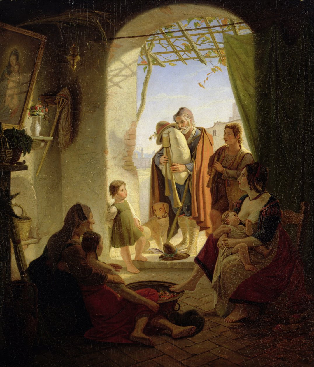 Joueur de cornemuse napolitain dans la Rome hivernale, 1833 - Rudolph Friedrich Wasmann