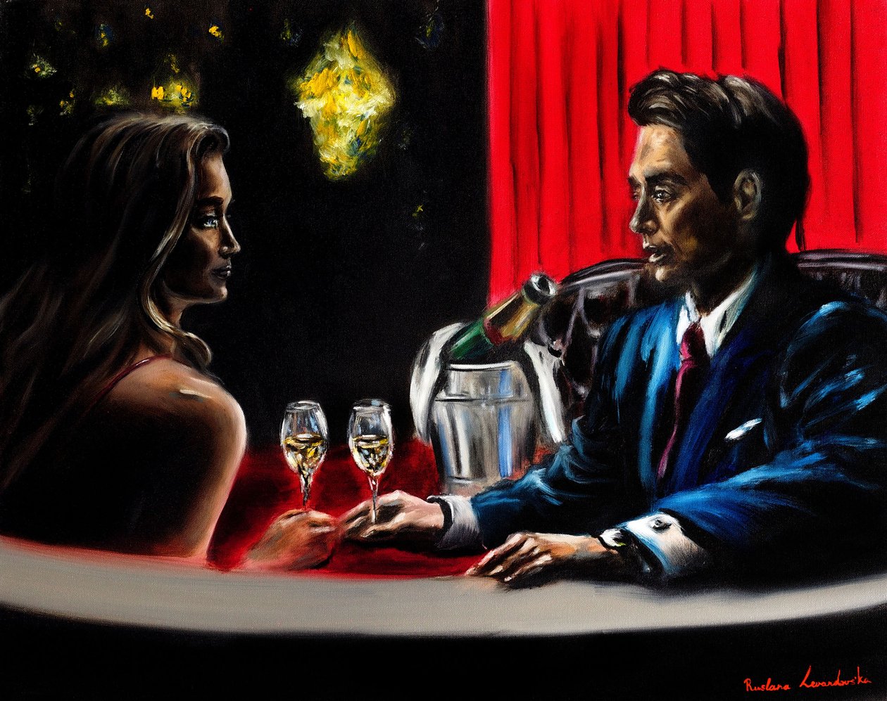 Soirée ensemble, 2024 (huile sur toile) - Ruslana Levandovska