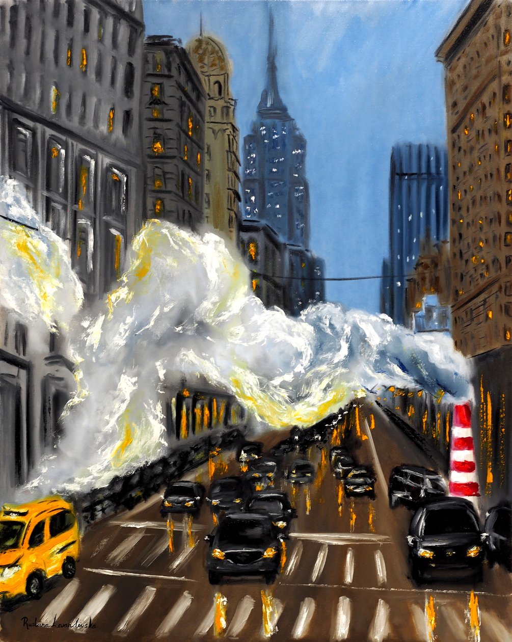Soirée à New York, 2023 (huile sur toile) - Ruslana Levandovska