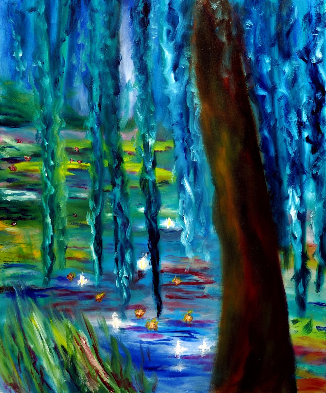 Monet Jardin japonais à Giverny Panneau droit, 2024 (huile sur toile) - Ruslana Levandovska