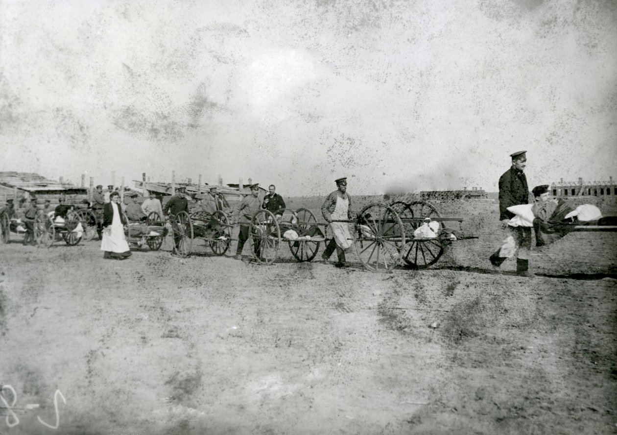 Transport des blessés, guerre russo-japonaise, 1904 - Russian Photographer
