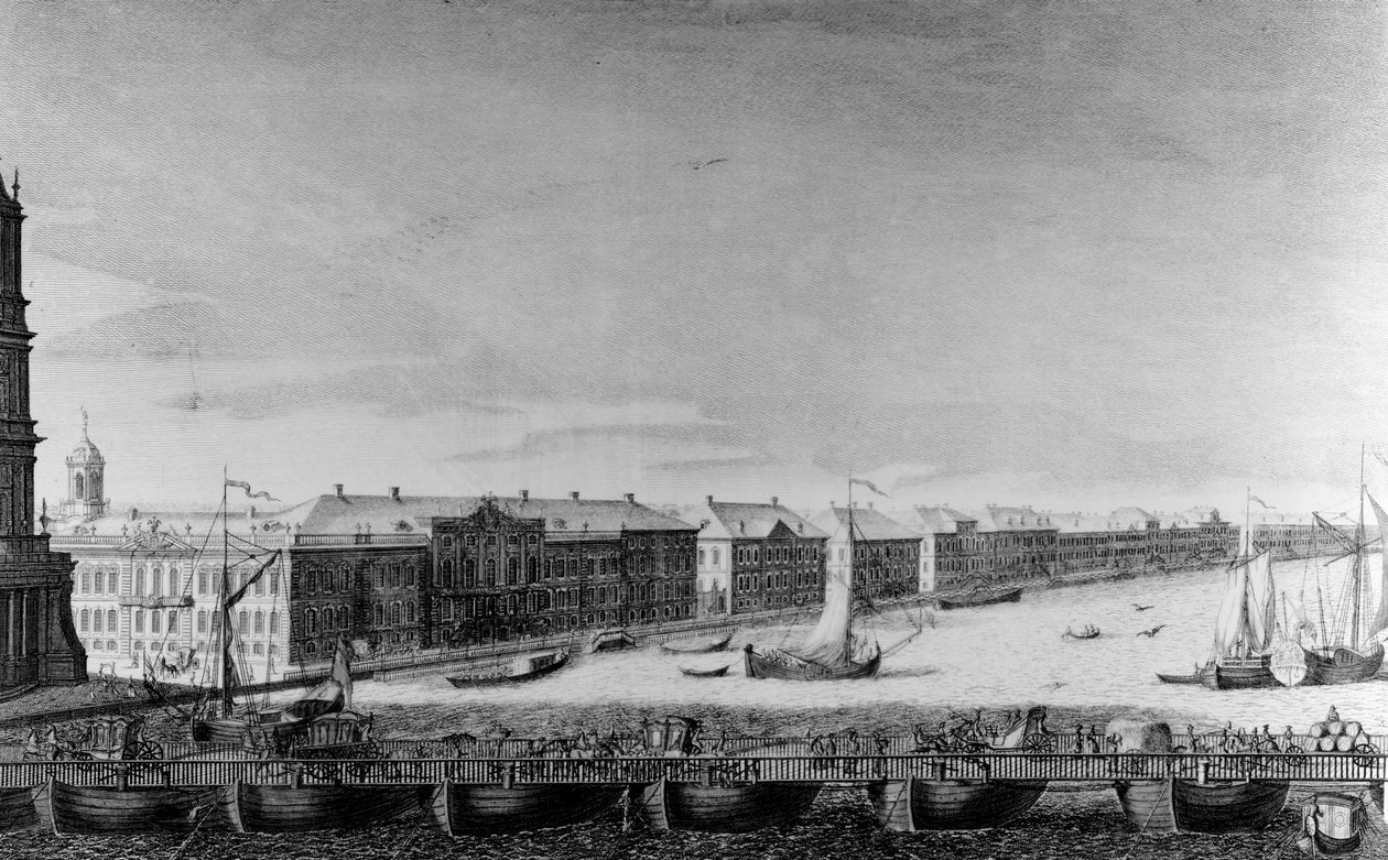 Ponton Saint-Isaac sur la rivière Neva - Russian School