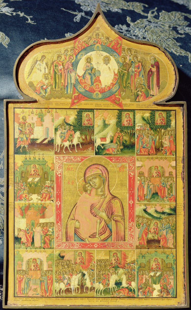 La Vierge de Théodore Stratilates avec les miracles, 1759 - Russian School