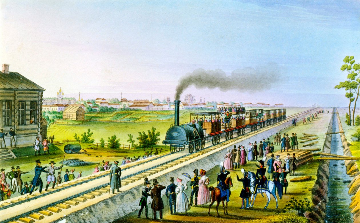 Ouverture de la première ligne de chemin de fer de Saint-Pétersbourg à Pavlovsk, Russie, années 1830 - Russian Master