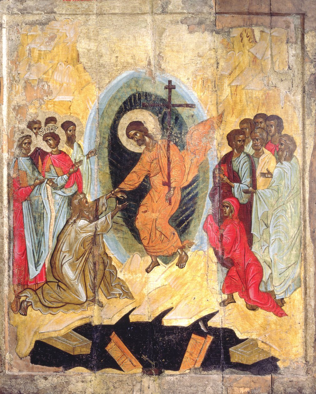 Descente du Christ aux enfers, icône russe, École de Novgorod, fin du 14ème siècle - Russian School