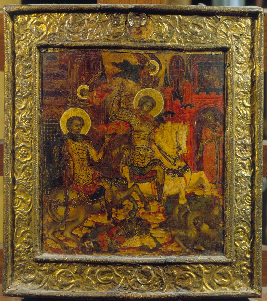 Icône représentant Saint Georges et Saint Démétrius, vers 1676 - Russian School
