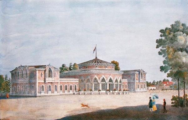 Gare et restaurant français dans le parc Catherine, 1824 - Russian School