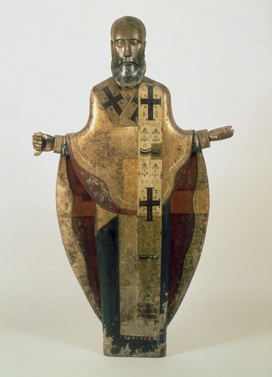 Statue de Saint Nicolas de Mozhaisk, russe, fin du 16ème siècle - Russian School