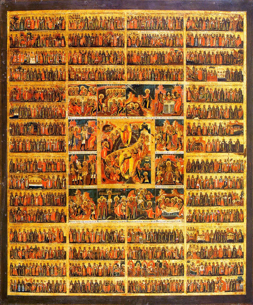 Calendrier annuel avec les scènes de la Passion du Christ, seconde moitié du 19ème siècle - Russian icon.
