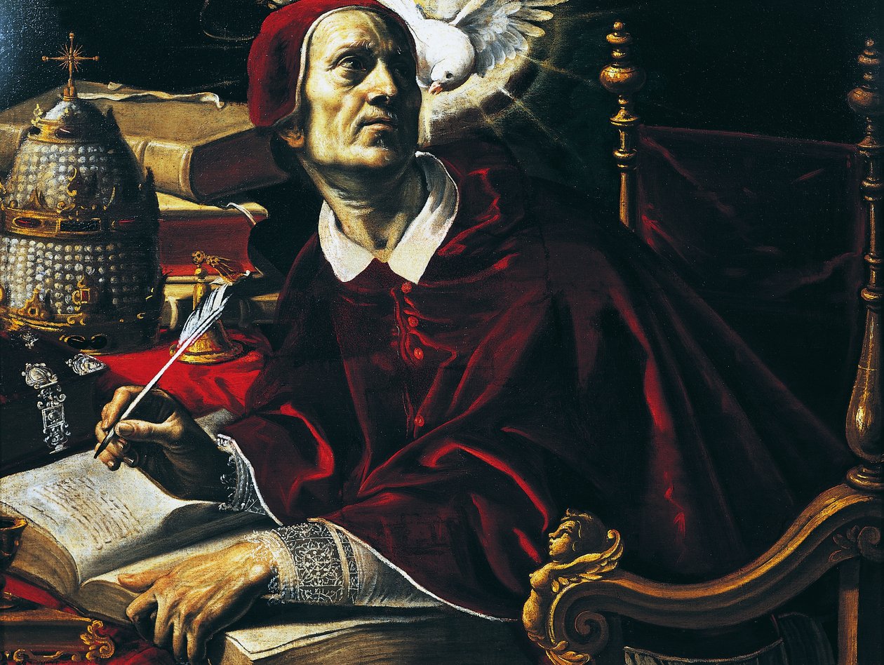 Saint Grégoire le Grand, peinture par Rutilio Manetti (1571-1639), huile sur toile, 67x89 cm, Italie - Rutilio Manetti