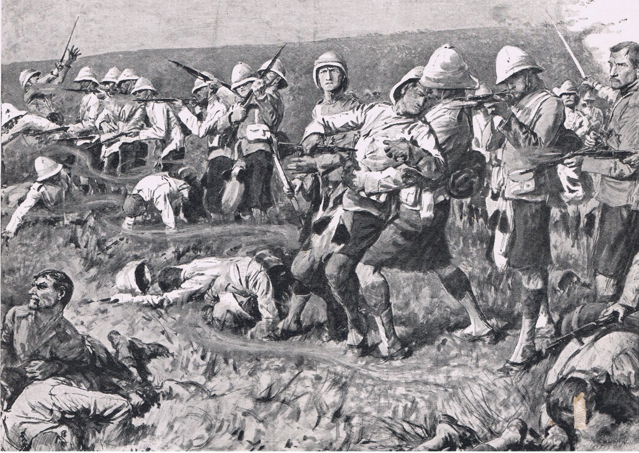 Majuba Hill, 27 février 1881 (1ère guerre des Boers), illustration de British Battles on Land and Sea, 1915 - S. Begg