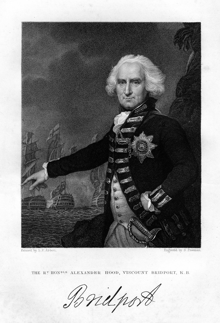 Amiral Alexander Hood 1726-1814, 1er vicomte Bridport, 1837 - S. Freeman