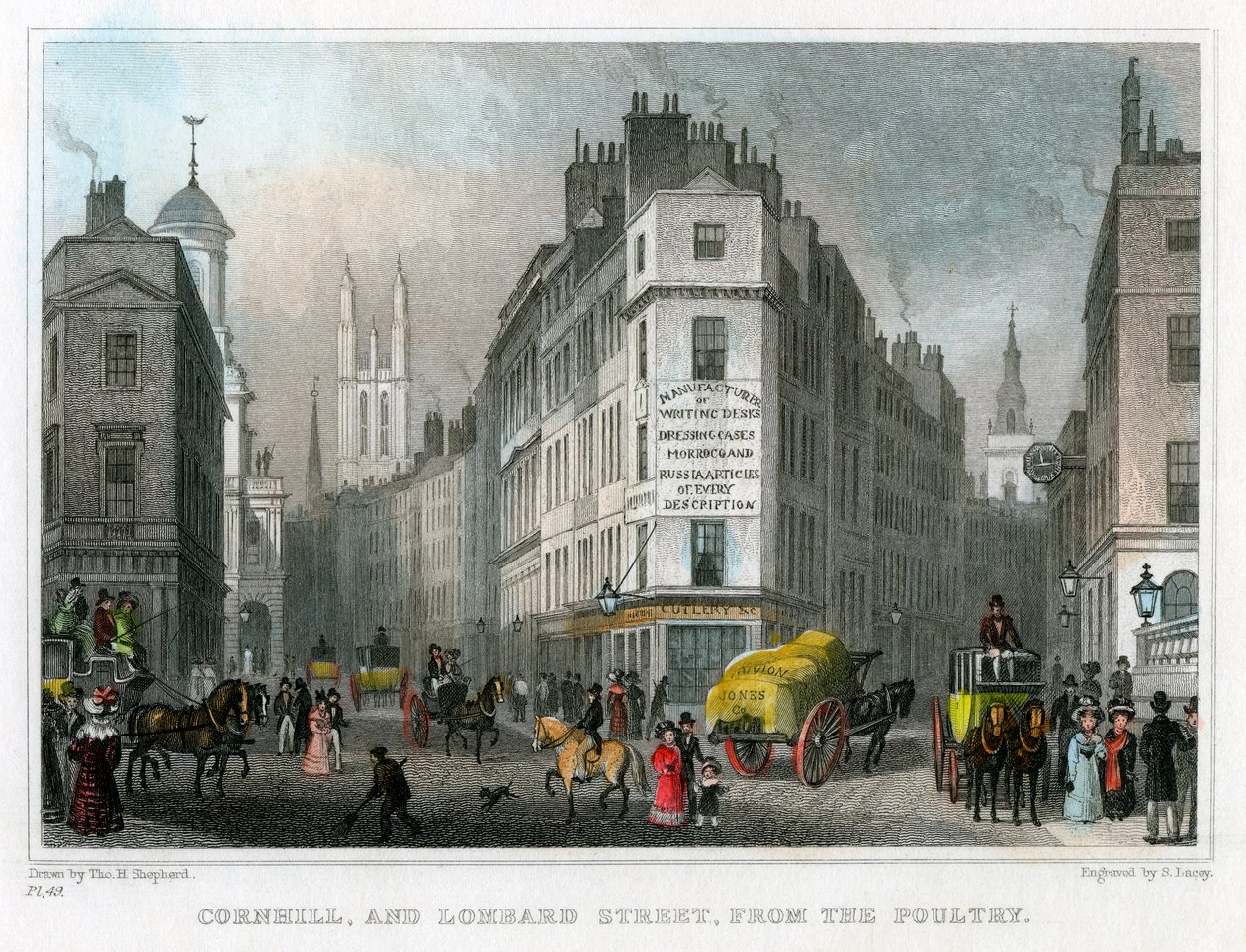 Cornhill et Lombard Street depuis Poultry, Londres - S. Lacey