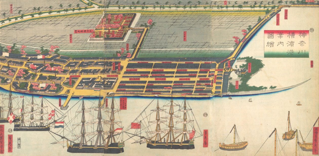 Guide pictural du port de Yokohama, 7e mois, 1860 - Sadahide Utagawa
