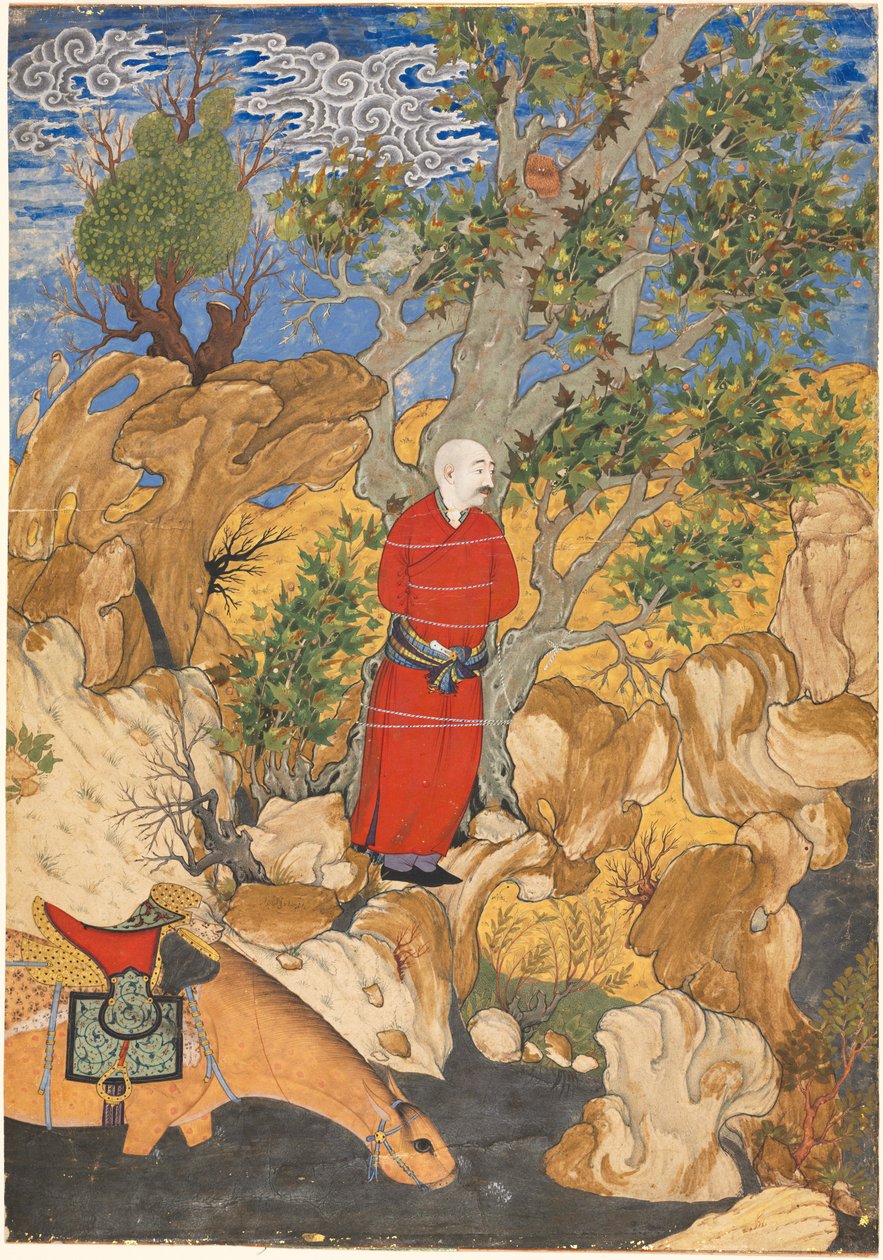 Aulad attaché à un platane, du Shahnama de Firdausi, 1575-1600 - Sadiqi Bek