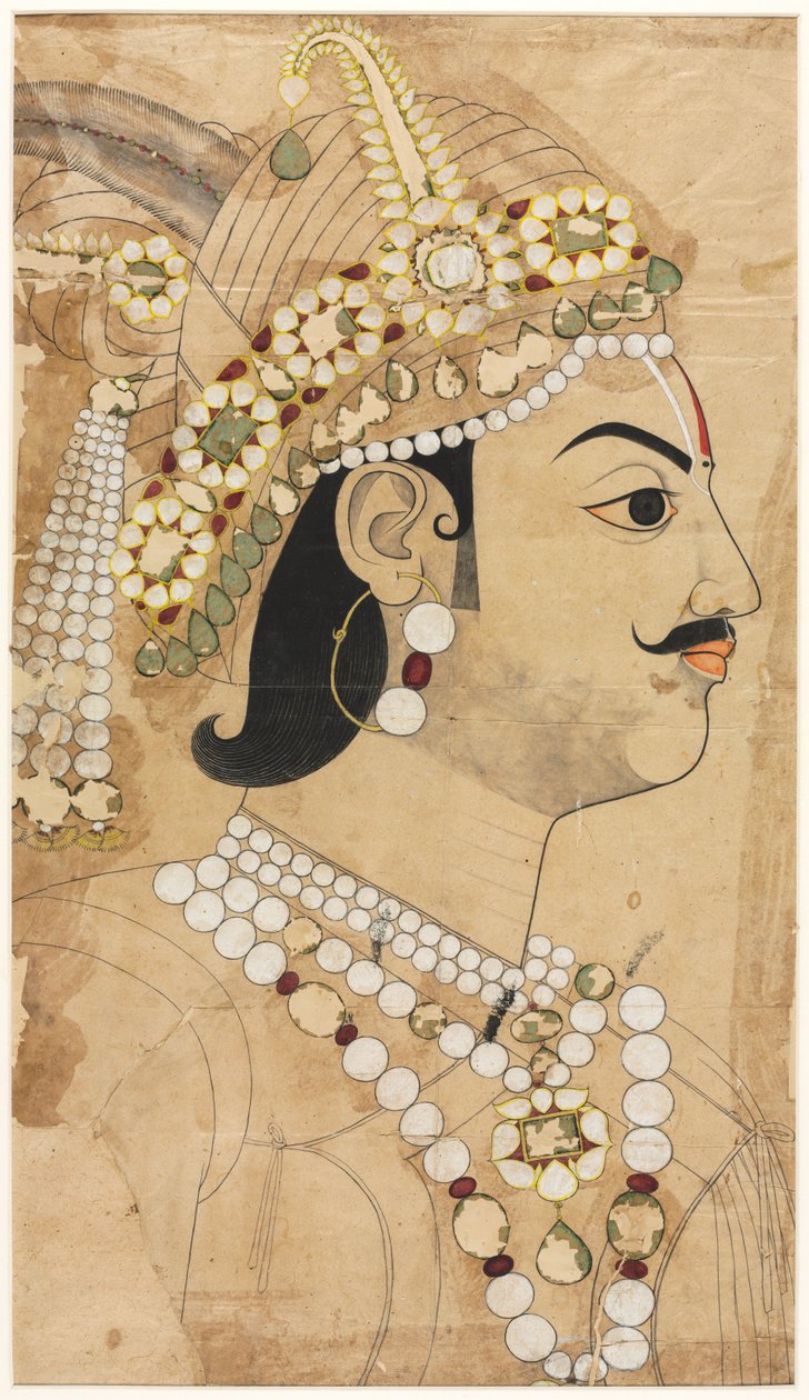 Portrait du Maharaja Pratap Singh 1764-1803, vers 1793 - Sahib Ram
