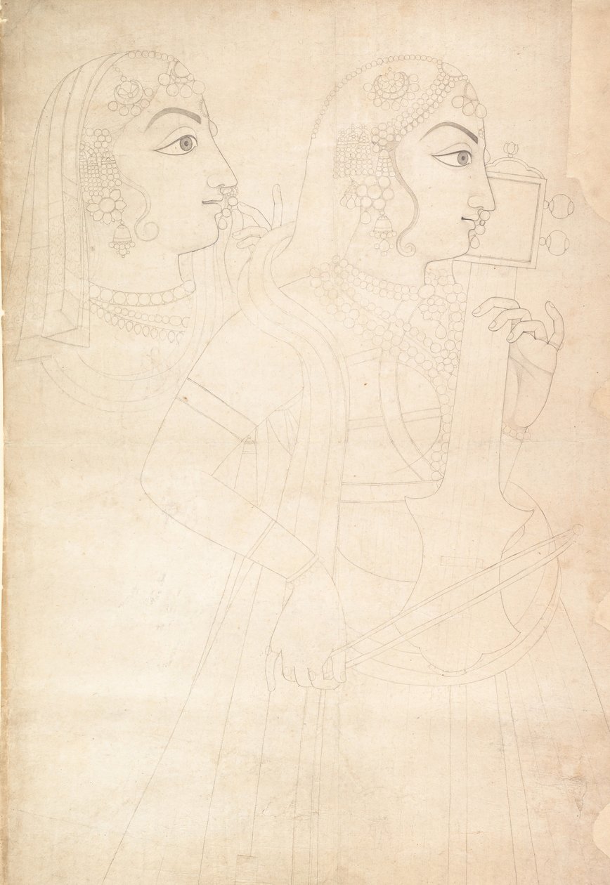 Chanteur et joueur de sarinda, vers 1800 - Sahib Ram