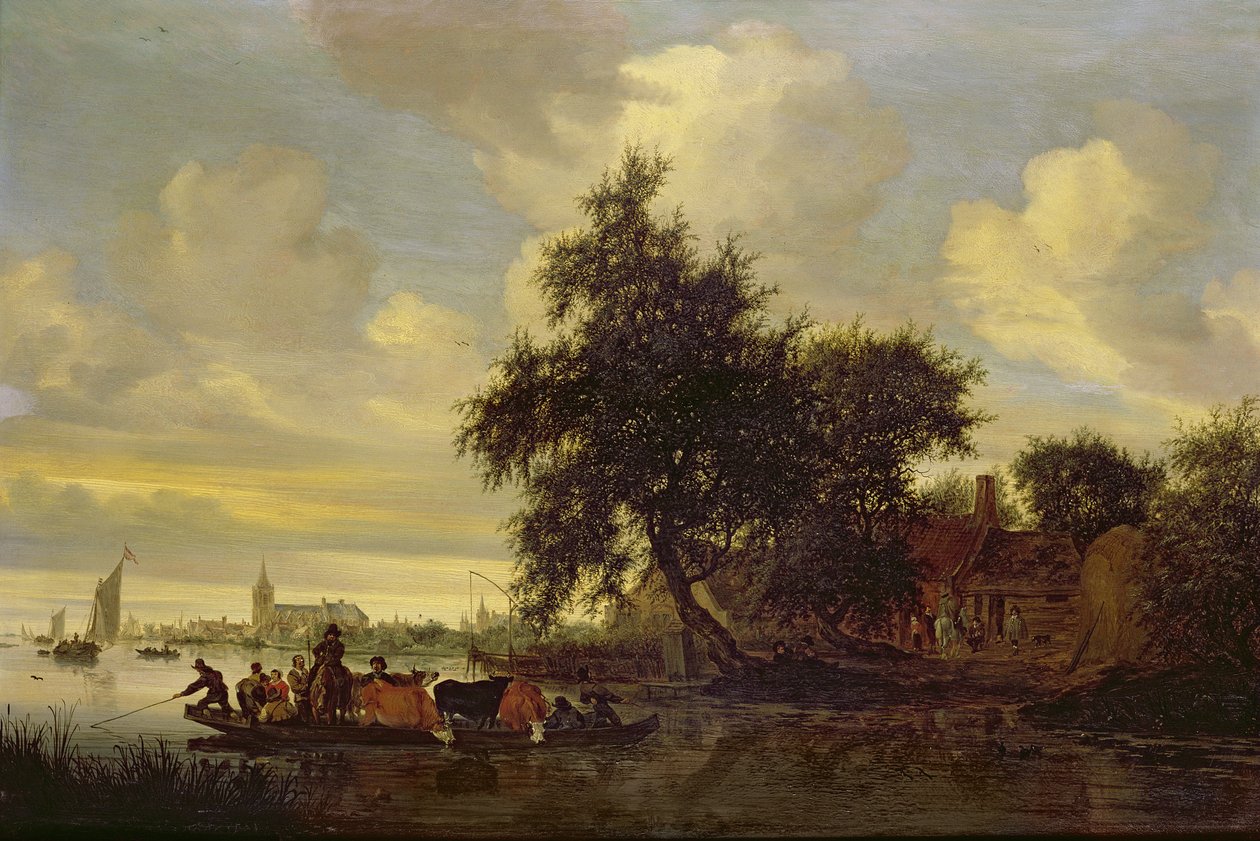 Paysage fluvial avec ferry, 1633 - Salomon van Ruisdael or Ruysdael