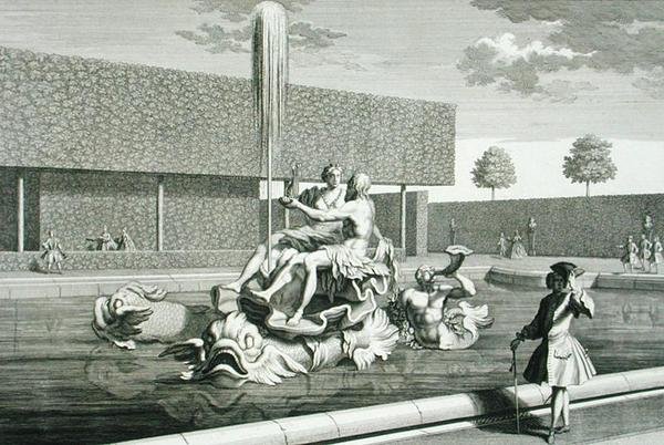 La fontaine de Neptune et Thétis au palais du Belvédère, Vienne, gravée par Jakob Gottlieb Thelott, publiée vers 1730-40 - Salomon (after) Kleiner