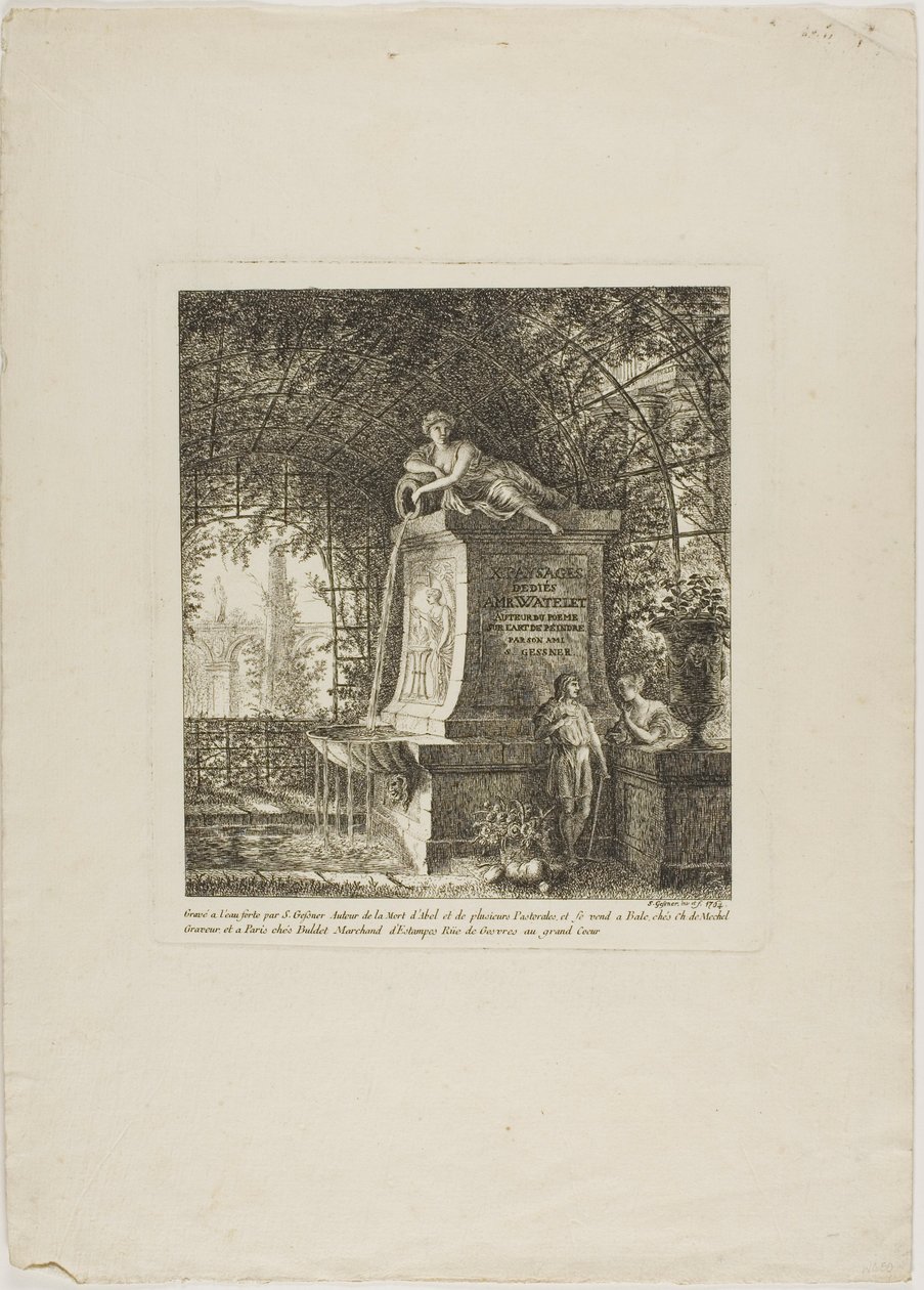 The Trellised Fountain, frontispiece from Paysages Dédiés à M. Warelet - Salomon Gessner
