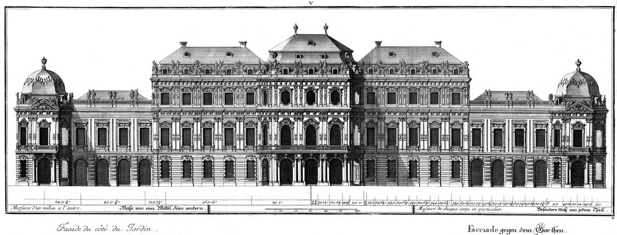 Élévation de la façade du jardin - Salomon Kleiner