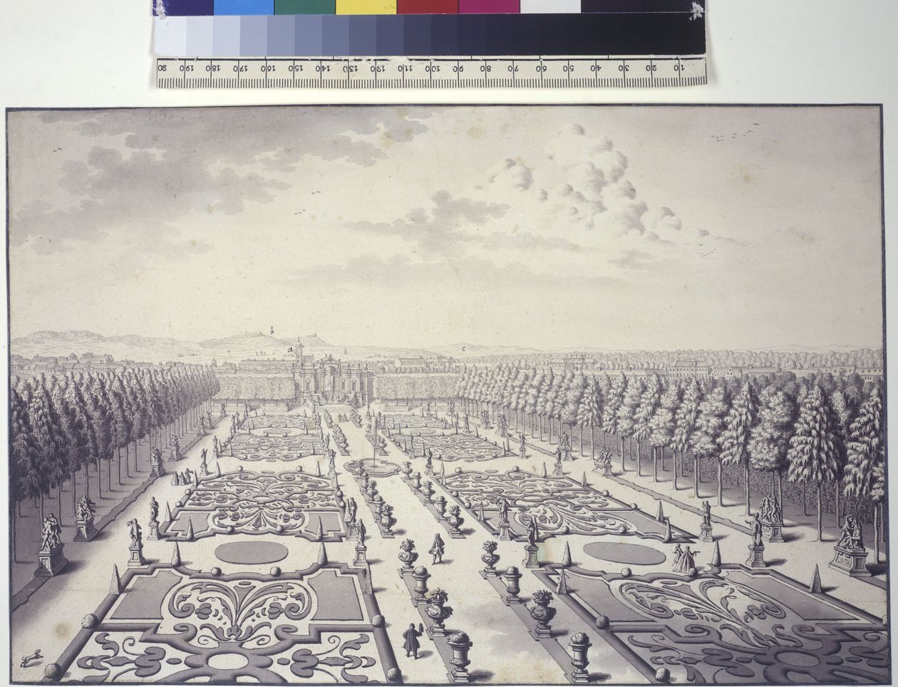Pleine page : vue des jardins du palais Liechtenstein à Rossau - Salomon Kleiner
