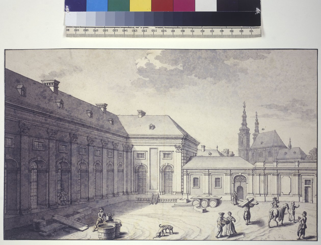 Pleine page : vue de la cour intérieure de l