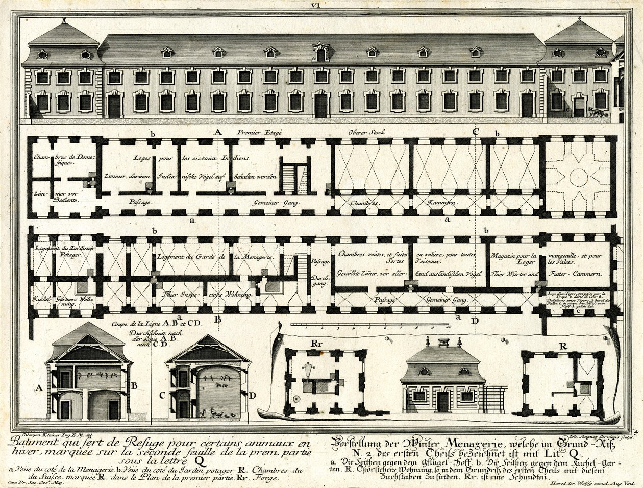 Plans et élévations de la ménagerie d