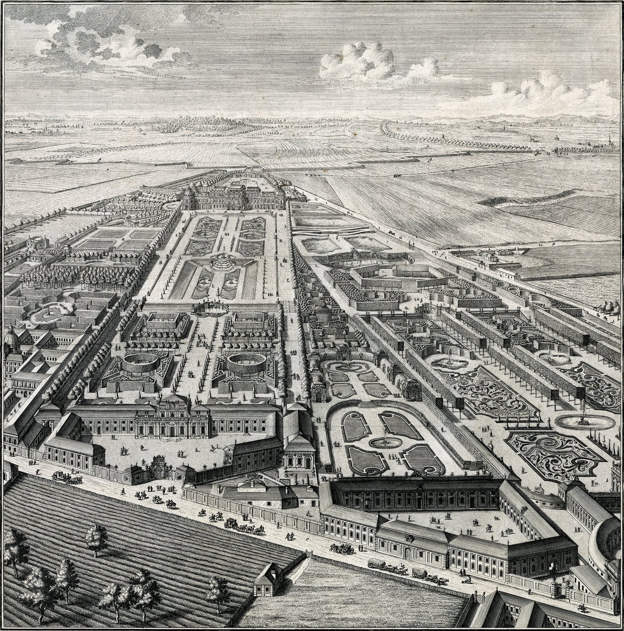Vue du jardin du prince Eugène et des jardins adjacents du couvent des Salésiennes et du prince Schwarzenberg - Salomon Kleiner