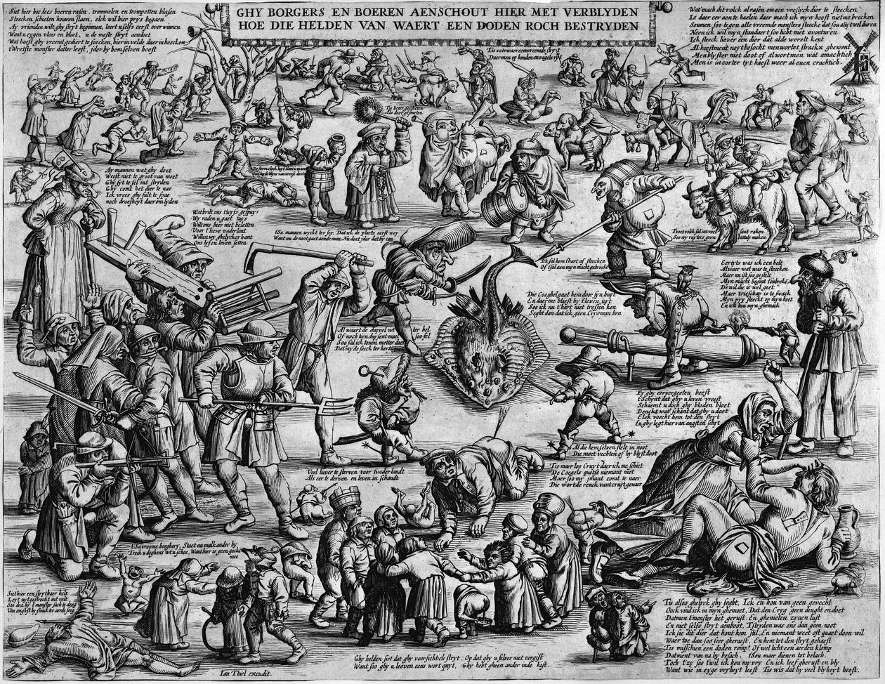 Ghy borgers en boeren aenschout hier met verblyden hoe die helden van waert een doden roch bestryden - Salomon Savery