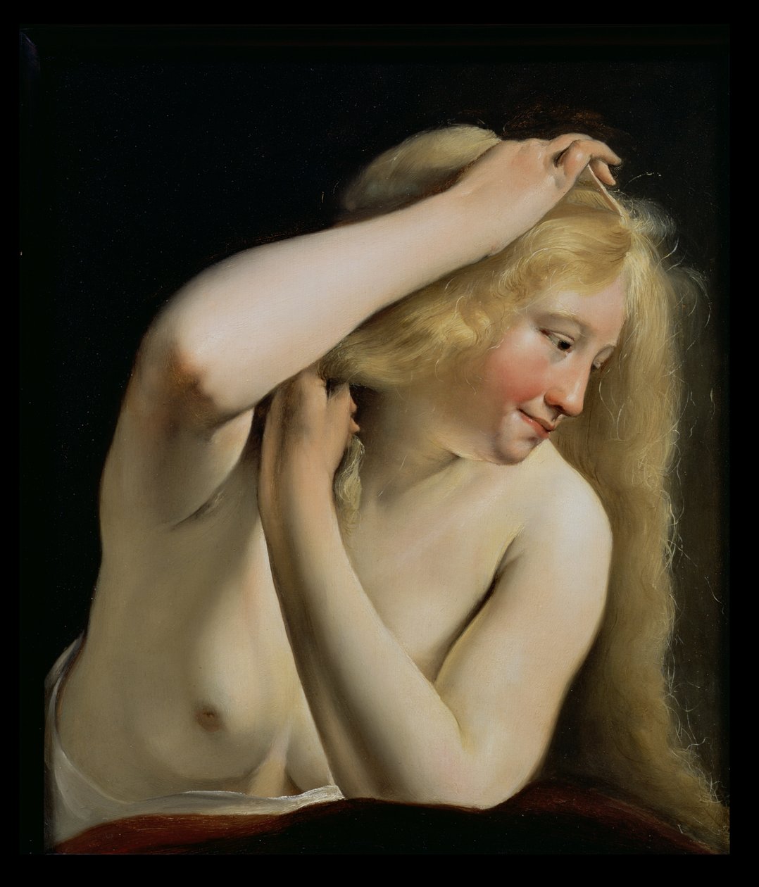 Jeune femme se peignant les cheveux - Salomon de Bray