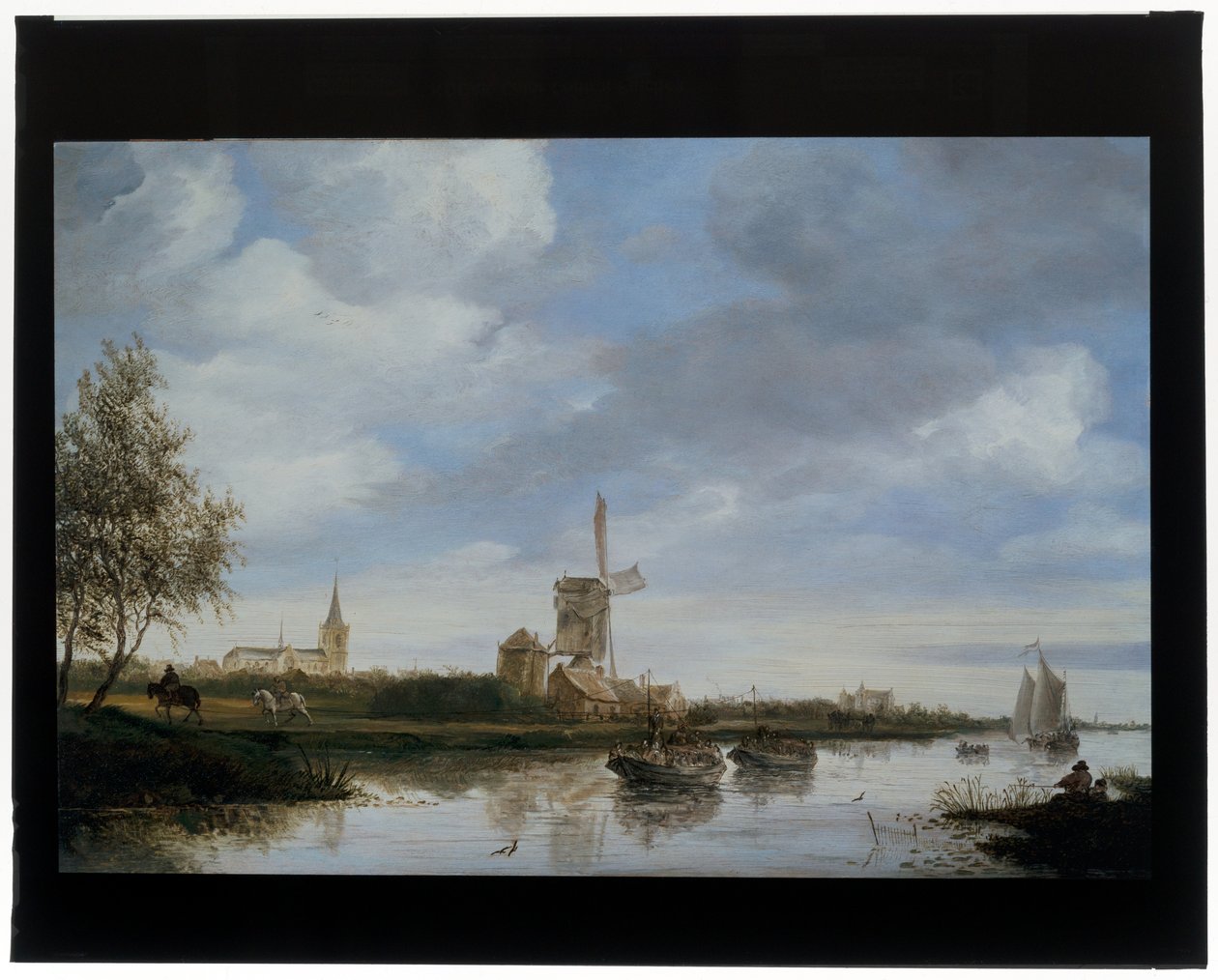 Paysage fluvial avec moulin à vent - Salomon van Ruisdael or Ruysdael