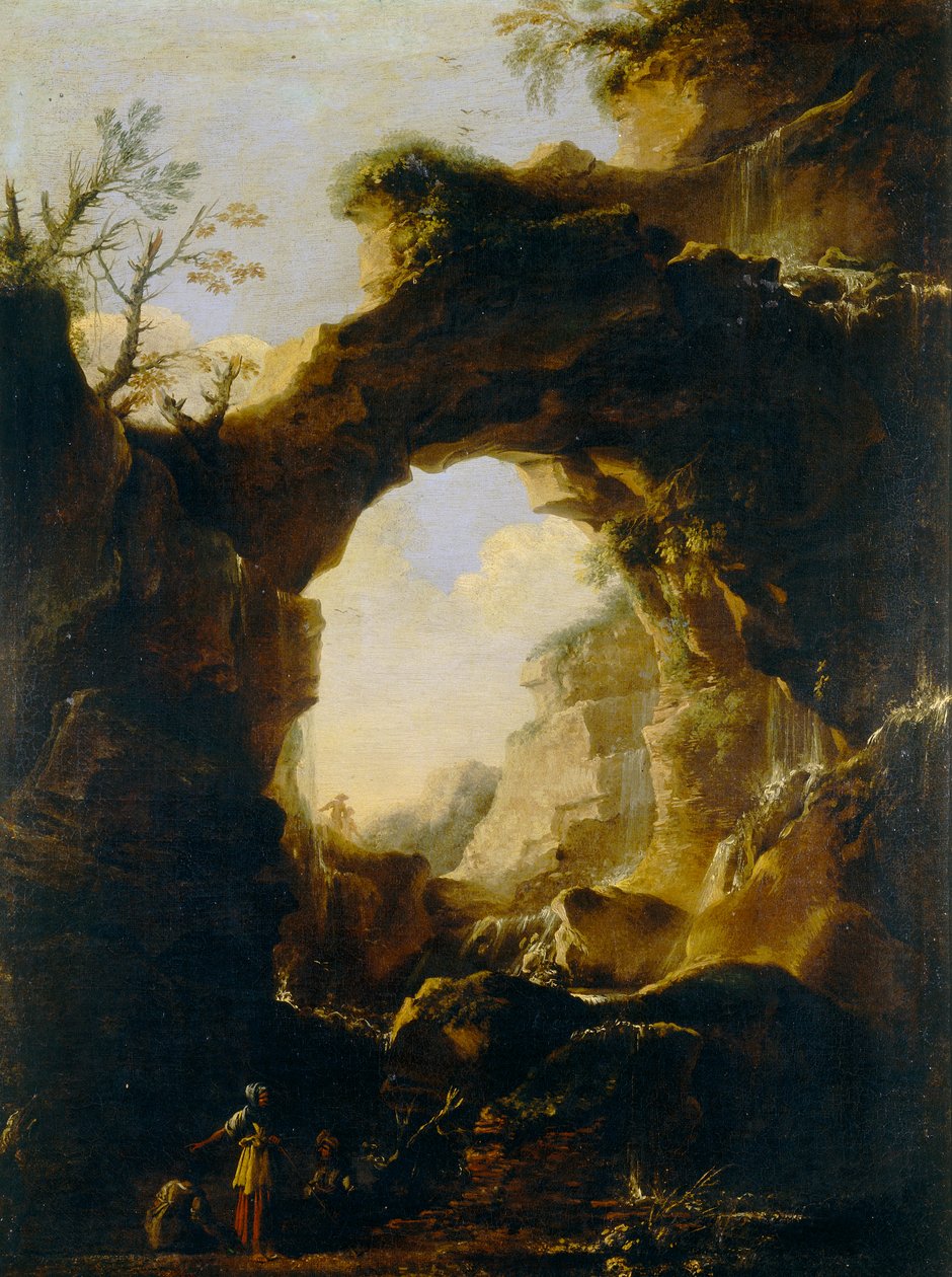 Paysage avec arche et cascades - Salvator Rosa