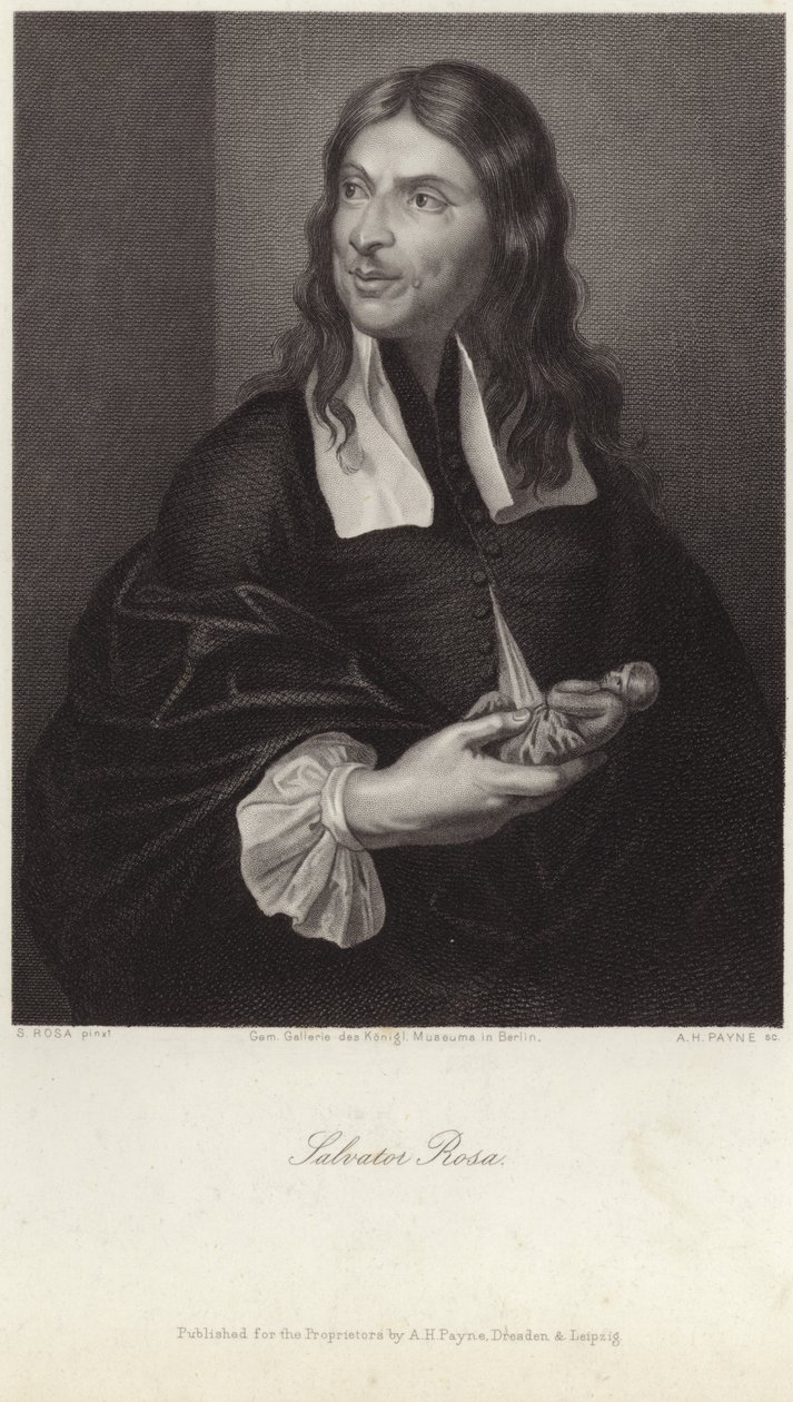 Portrait de Salvator Rosa (gravure) - Salvator (after) Rosa