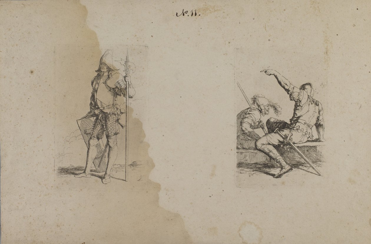 (Série de figurines) Homme casqué avec lance ornée/Ax - Salvator Rosa
