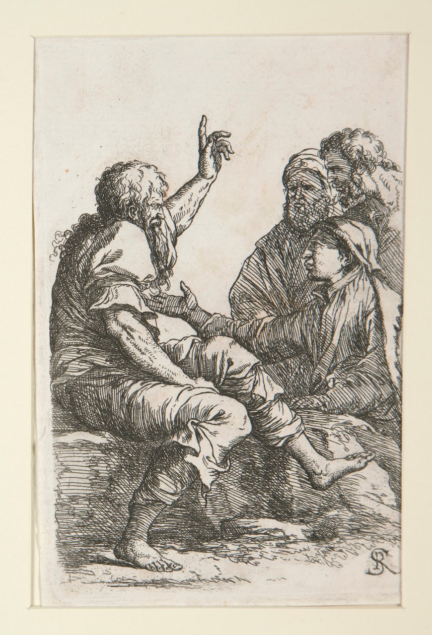 Un vieil homme parlant à trois hommes - Salvator Rosa