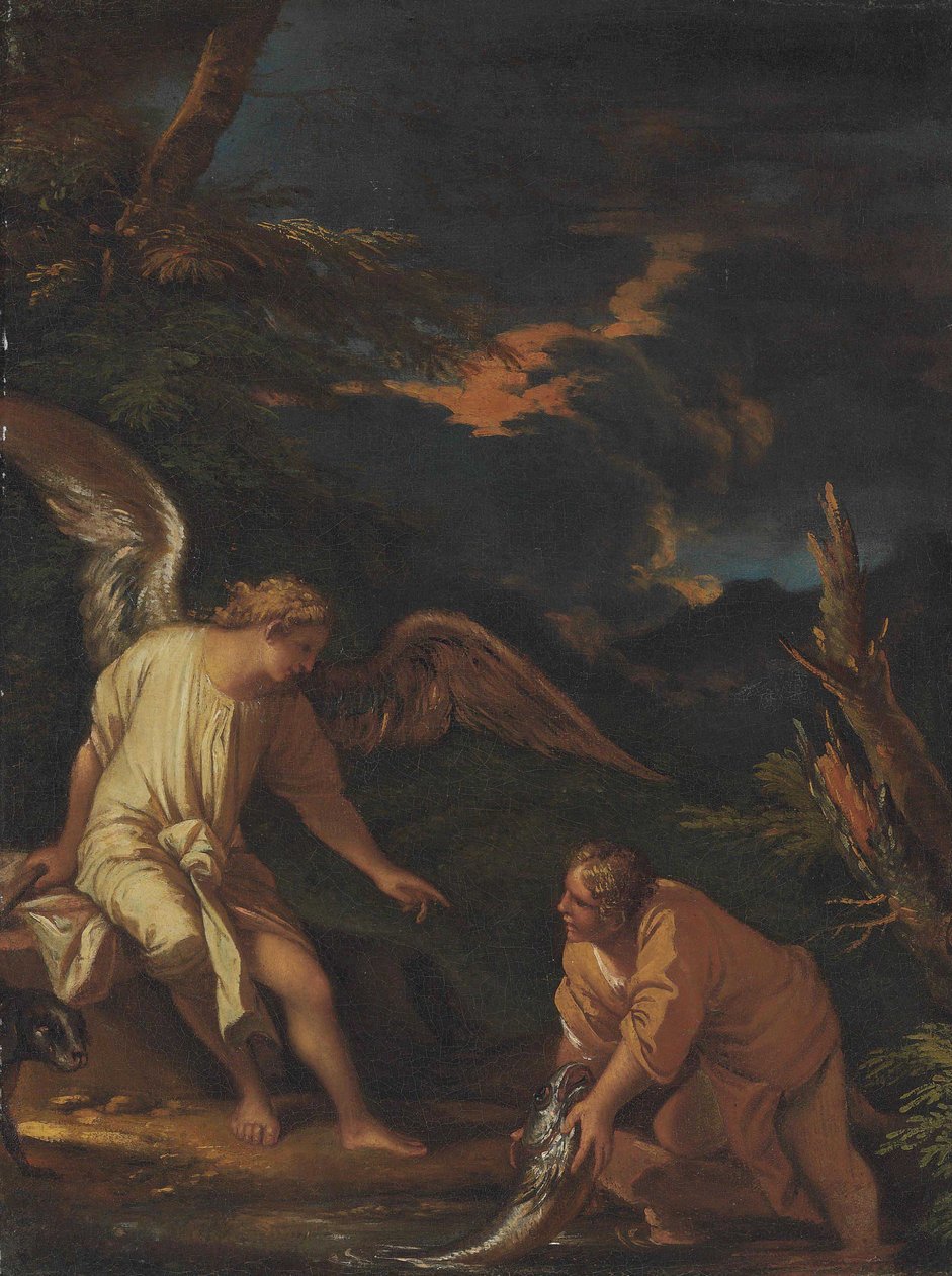 Attribué à Salvator Rosa - Tobias et l