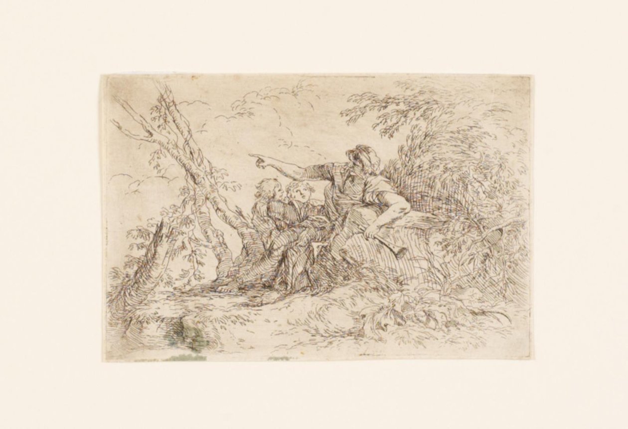 Berger et deux enfants dans un paysage - Salvator Rosa