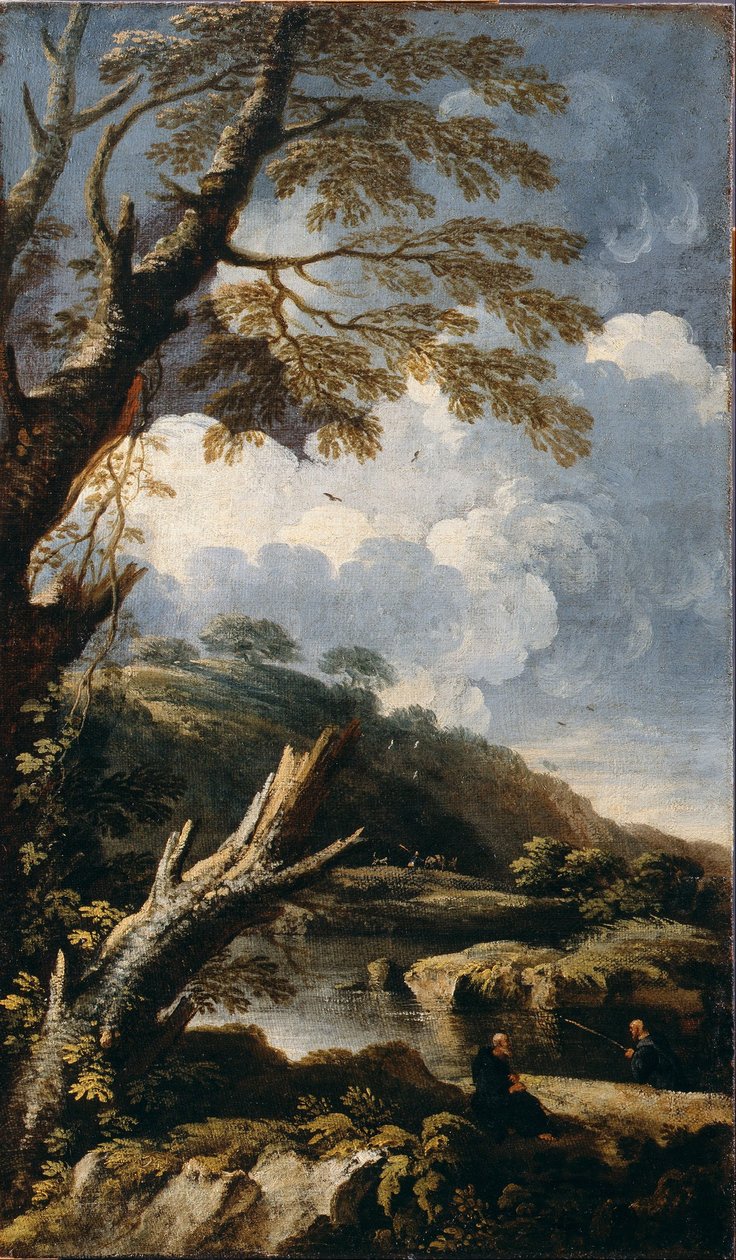 Moines pêchant - Salvator Rosa